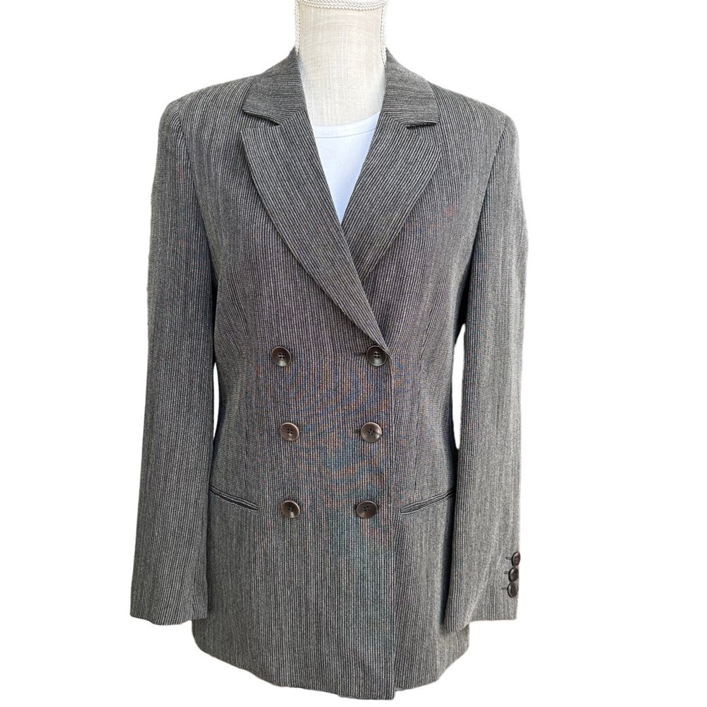 Zanella Women's Vintage Double‎ Breasted Grey Blazer Size 6